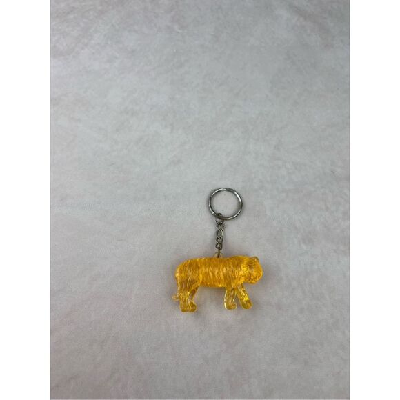 Vintage Lucite Orange Tiger Keychain Charm MCM - Picture 3 of 4